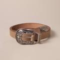 Lucky Brand Rope Engraved Western Buckle Leather Belt - Women's Accessories Belts in 231 Tan, Size M