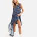 Free People Dresses | Free People Deep Sea Combo Striped Ruffle Sleeveless Mini Dress Large | Color: Blue/White | Size: L