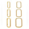 Madewell Jewelry | 3 Pairs Hoop Earrings: 14k Gold Plated Lightweight Rectangle Hoops | Color: Gold | Size: Os