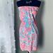 Lilly Pulitzer Dresses | Lilly Pulitzer Windsor Pink White Blue Strapless 100% Cotton Minidress Size Xs | Color: Blue/Pink | Size: Xs