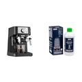 De'Longhi Manuelle Kaffeemaschine Stilosa EC260.W, 15 Bar Druck, Cappuccino-System, Abschaltautomatik, Kompatibel mit ESE-Pads, 2 Etagenbehälter, Fassungsvermögen 1L, Weiß mit DLSC 500 Entkalker