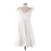 Peter Som Collective Casual Dress - A-Line V Neck Sleeveless: White Print Dresses - Women's Size 12