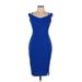 Express Casual Dress - Party V-Neck Sleeveless: Blue Solid Dresses - Women's Size Medium