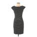 White House Black Market Casual Dress - Sheath Crew Neck Short sleeves: Black Print Dresses - Women's Size 0
