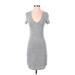 Golden By TNA Casual Dress Scoop Neck Short sleeves: Gray Marled Dresses - Women's Size Small