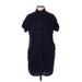 J.Crew Casual Dress - Shirtdress Collared Short sleeves: Blue Print Dresses - Women's Size 2X-Small