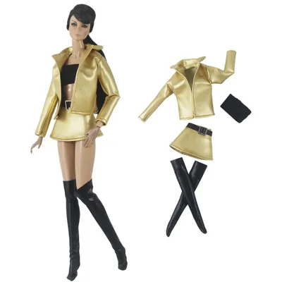 NK 1 Set Lady abbigliamento in pelle abbigliamento moda per Barbie accessori per bambole giacca Top gonna calzini per 1/6 BJD abiti giocattoli