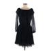 MICHAEL Michael Kors Casual Dress - A-Line Boatneck 3/4 sleeves: Black Print Dresses - Women's Size Medium
