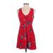 Xhilaration Casual Dress: Red Floral Dresses - Women's Size X-Small