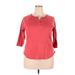 Avenue 3/4 Sleeve Henley Shirt: Red Polka Dots Tops - Women's Size 18 Plus