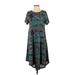 Lularoe Casual Dress - A-Line: Teal Brocade Dresses - Women's Size Small