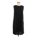 Allen Allen Casual Dress - Mini Crew Neck Sleeveless: Black Solid Dresses - Women's Size Medium