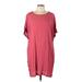Madewell Casual Dress - Shift Scoop Neck Short sleeves: Burgundy Print Dresses - Women's Size Large