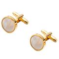 Gold Plated Mother Pearl Copper Men's Cufflinks Gift Party Wedding Suit Shirt Button Cufflinks (D 17mm)