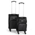 Bravich 2pcs Cabin Suitcase Set - Black. Small Suitcases with Wheels, Luggage Suitcase for Carry On Suitcase. Lightweight Suitcase with Soft Shell Case & Expandable Handle, Perfect for Hand Luggage.