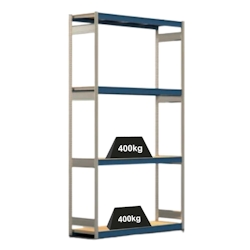 PROREGAL Weitspannregal ELCH Stecksystem T-Profil | Grundregal | HxBxT 300x175x50cm | 4 Ebenen | Spanplatten-Fachboden | Fachlast 400kg | Enzianblau Image