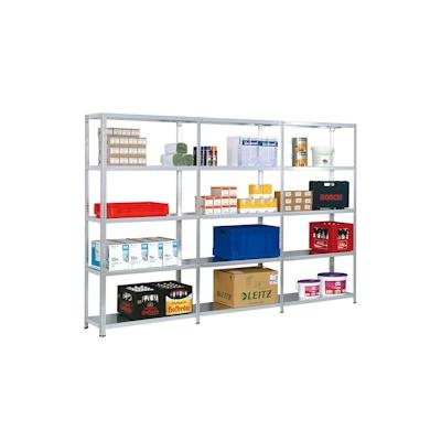 PROREGAL Fachbodenregal ADLER Schraubsystem | Light-Duty | Grundregal | HxBxT 250x128x80cm | 6 Ebenen | Fachlast 150kg | Beidseitig nutzbar | Verzinkt Image