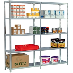 PROREGAL Fachbodenregal ADLER Schraubsystem | Medium-Duty | Grundregal | HxBxT 250x87x40cm | 6 Ebenen | Fachlast 250kg | Beidseitig nutzbar | Verzinkt Image