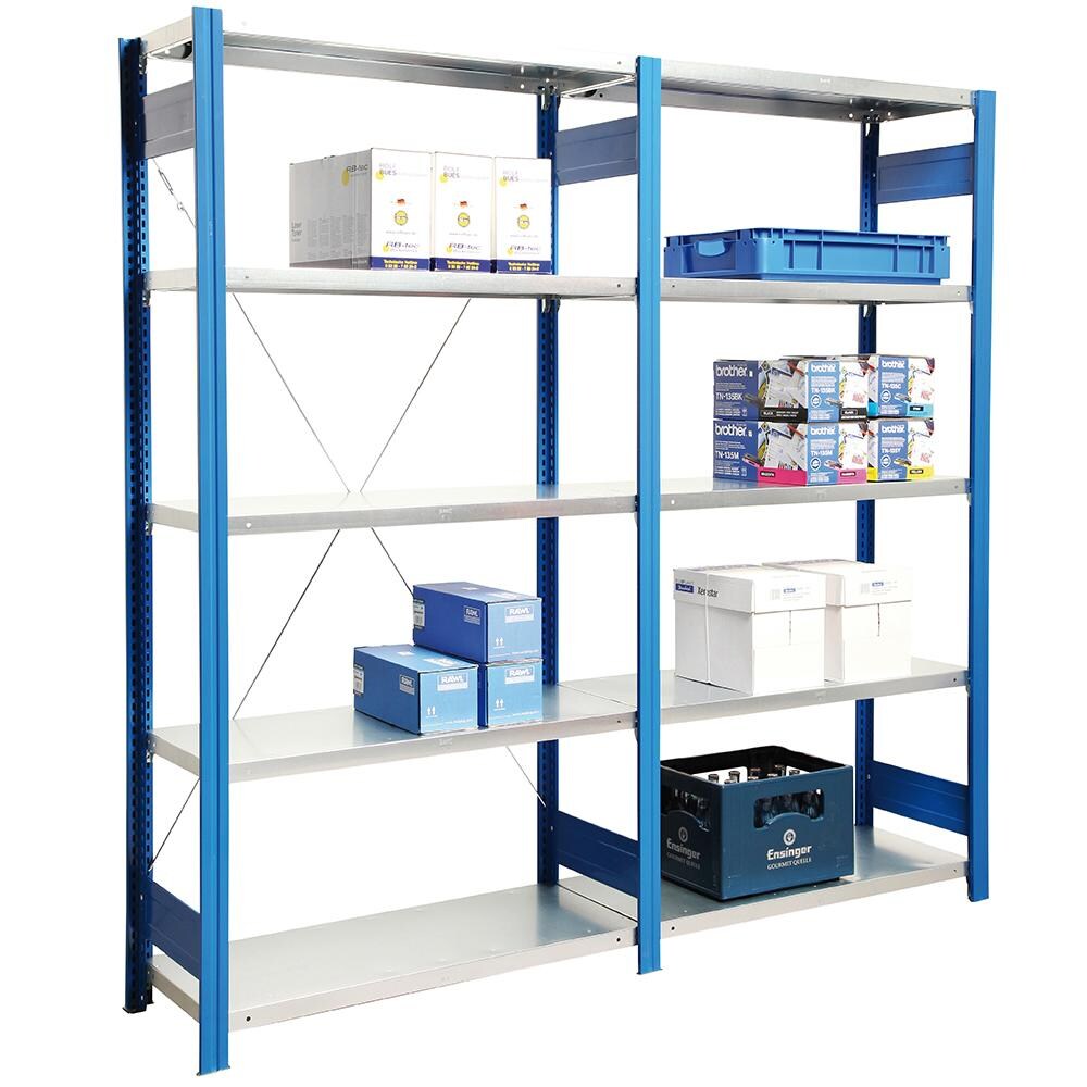 PROREGAL Fachbodenregal FALKE | Medium-Duty | Grundregal | HxBxT 300x87x50cm | 7 Ebenen | Fachlast 250kg | Einseitig nutzbar | Rahmen Feuerrot Image