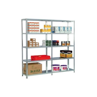 PROREGAL Fachbodenregal ADLER Schraubsystem | Medium-Duty | Grundregal | HxBxT 200x128x40cm | 5 Ebenen, Fachlast 250kg | Beidseitig nutzbar | Verzinkt Image
