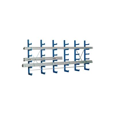 PROREGAL Kragarmregal doppelseitig TAURUS | Grundregal | frei verstellbare Kragarmen | HxBxT 200x100x100cm | 5 Ebenen | Armlast 500kg | Enzianblau Image