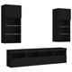 vidaXL TV Wall Units 5 Piece with LED, Floating TV Unit for Living Room Office, Wall Mounted TV Cabinet, Modern Style, Black Engineered Wood
