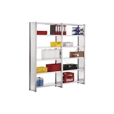 PROREGAL Fachbodenregal FALKE mit Seitenwand | Light-Duty | Grundregal | HxBxT 250x87x30cm | 6 Ebenen | Fachlast 150kg | Einseitig nutzbar | Verzinkt Image