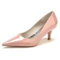 Women's Black Patent Leather Pointed Toe Slip On Low Kitten Heel Pumps Office Work Dress Shoes 2.36 Inch,Nude Pink,6 UK