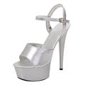 IQYU Comfortable Shoes Women's Summer High Heels Thin Heels Sexy Waterproof Platform Sandals with High Heels Female Fashion Shoes for Women Black High Shoes Women's Heel, silver, 7 UK