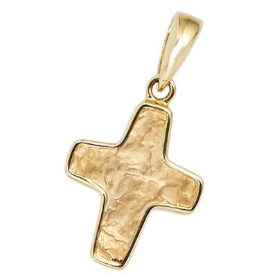 Kreuz-Anhänger JOBO "Anhänger Kreuz", gelb (gelbgold 585), Schmuckanhänger, Damen, Gelbgold 585, 585 Gold