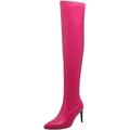 Seborluys Women Stiletto Thigh High Boots Pointed Toe Over The Knee Pull on Long Fashion Dress Boot(Hot Pink,UK Size 8)
