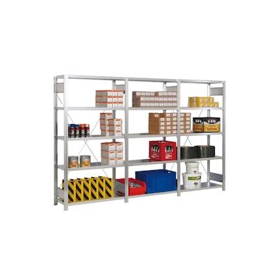 PROREGAL Fachbodenregal FALKE | Heavy-Duty | Grundregal | HxBxT 250x128x30cm | 6 Ebenen | Fachlast 350kg | Einseitig nutzbar | Verzinkt Image