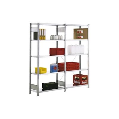 PROREGAL Fachbodenregal FALKE | Light-Duty | Grundregal | HxBxT 250x128x60cm | 6 Ebenen | Fachlast 150kg | Einseitig nutzbar | Lichtgrau Image