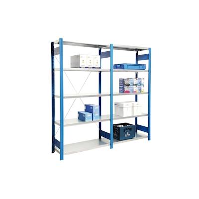 PROREGAL Fachbodenregal FALKE | Medium-Duty | Grundregal | HxBxT 300x87x40cm | 7 Ebenen | Fachlast 250kg | Einseitig nutzbar | Rahmen Enzianblau Image