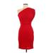 H By Halston Cocktail Dress - Party Open Neckline Sleeveless: Red Print Dresses - Women's Size 6