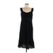 Ann Taylor LOFT Casual Dress - A-Line Scoop Neck Sleeveless: Black Solid Dresses - Women's Size 8