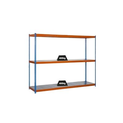 PROREGAL Schwerlastregal MID METAL YETI THREE | HxBxT 150x150x75cm | Fachlast 400kg | Blau-Orange | Regal Standregal Werkstattregal Lagerregal Image
