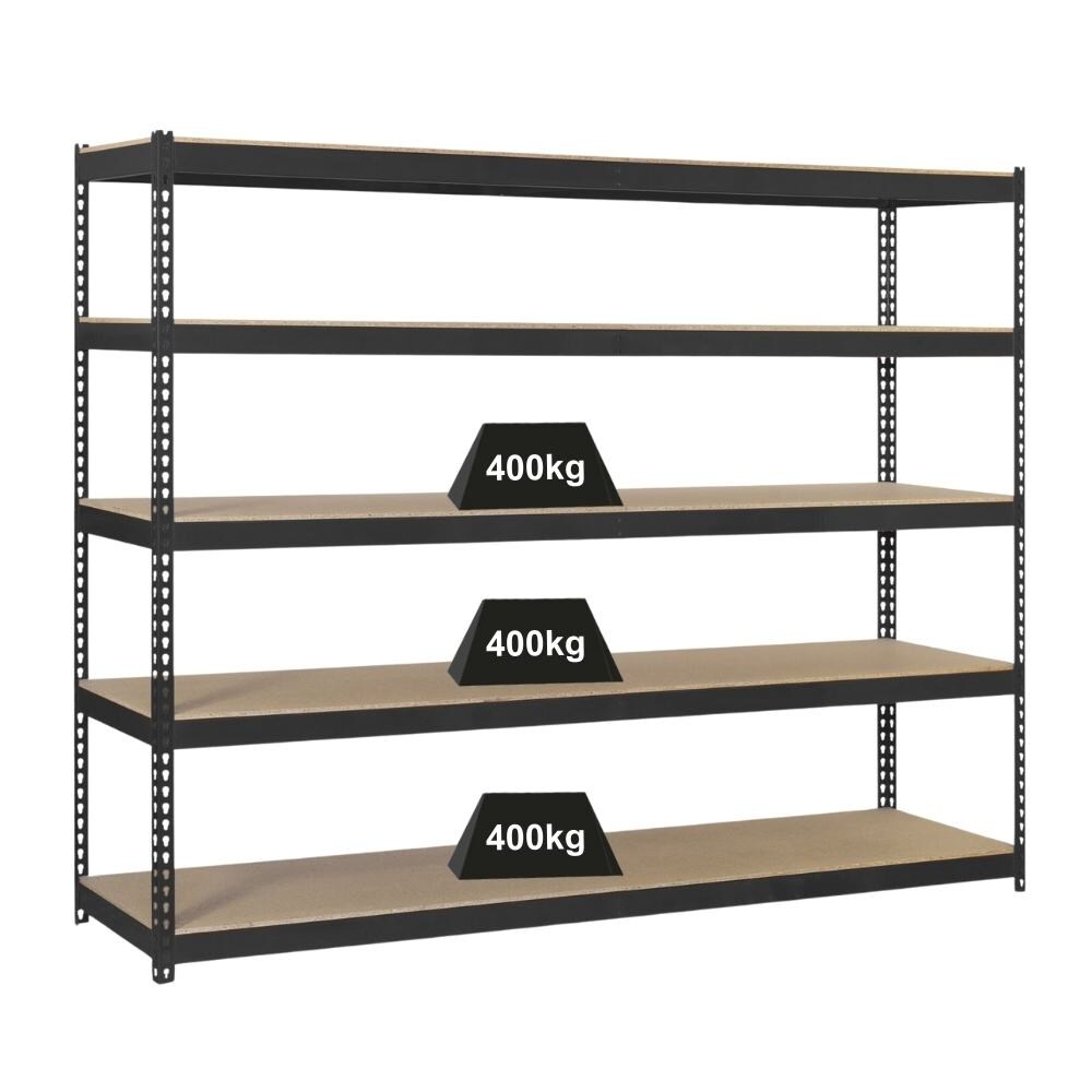 PROREGAL Schwerlastregal GIANT WOOD YETI FIVE | HxBxT 250x150x75cm | Fachlast 400kg | Anthrazit | Regal Standregal Werkstattregal Lagerregal Image