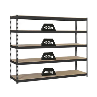 PROREGAL Schwerlastregal WOOD YETI FIVE | HxBxT 200x120x60cm | Fachlast 400kg | Anthrazit | Regal Standregal Werkstattregal Lagerregal Kellerregal Image