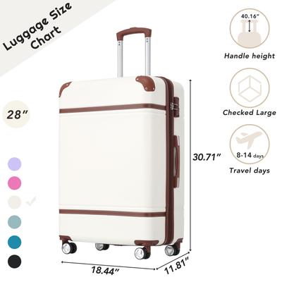 Luggage Suitcase Password Box Trolley Case TSA Lock Trunk Sets, White
