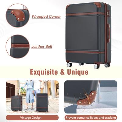 Luggage Suitcase Password Box Trolley Case TSA Lock Trunk Sets, Black