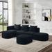 Black L Shape Loop Yarn Fabric Sectional Sofa w/ Left Side Chaise & Ottoman - Left Side Chaise+Ottoman