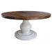 Ive 59 Inch Dining Table, Pedestal Base, Round Top, Classic White and Brown