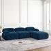 Navy Modular Velvet Sectional Sofa with DIY Combination L Shaped Couch - Reversible Ottoman+Velvet