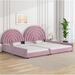 Twin+Full Upholstered Platform Bed Set with Semicircular Headboard