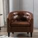 PU Leather Tufted Barrel Chair Accent Chair for Living Room Bedroom Club Chairs