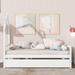 Twin House Wooden Daybed with Trundle, Twin House-Shaped Headboard bed with Guardrails