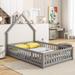 Full House-Shaped Headboard Floor Bed with Fence, Bed Platform with Fence Design and House-Style Headboard