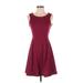 LC Lauren Conrad Casual Dress - A-Line Scoop Neck Sleeveless: Burgundy Solid Dresses - Women's Size 4