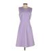 J.Crew Factory Store Casual Dress - A-Line High Neck Sleeveless: Purple Solid Dresses - Women's Size 0